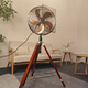 西速復古電風(fēng)扇金屬落地扇家用文藝原木三腳架風(fēng)扇懷舊搖頭立式鐵葉扇 文藝三腳扇-五葉