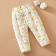 棉谷朵嬰兒手工純棉花加厚保暖棉褲兒童男女寶寶秋冬季居家外出內穿棉服 花朵小象 90碼 適合1-2歲