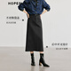 紅袖氣質(zhì)直筒長(cháng)裙冬季2024新款女裝質(zhì)感后開(kāi)叉顯瘦通勤小眾加長(cháng)半身裙 黑050 M