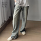 美洋（MEIYANG）【60系列】淺海牛仔褲丹寧砂洗復(fù)古帥氣寬松直筒褲時(shí)尚氣質(zhì)長(zhǎng)褲女 藍(lán)色（常規(guī)版） M