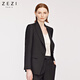 ZEZI100羊毛戧駁領(lǐng)西裝馬甲套裝女士職業(yè)裝春公務(wù)員西服面試商務(wù)正裝 黑色（上衣） 春夏秋可穿 M （105-115斤）