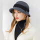 677888帽子女盆帽春季韓版時(shí)尚春天英倫風(fēng)簡(jiǎn)約高貴日系羊毛呢禮帽名媛 灰黑色 可調節