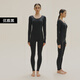 如鉆全棉秋衣秋褲男女士秋衣套裝基礎打底衫圓領(lǐng)保暖內衣男秋衣褲秋冬 女士-優(yōu)雅黑 3XL