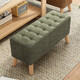 蔓斯菲爾實(shí)木腿沙發(fā)凳家用換鞋凳長(cháng)條休閑皮凳小凳子木質(zhì)矮凳客廳小板凳 加長(cháng)款80CM墨綠色