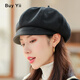 BuyYii 帽子女秋冬新款設(shè)計(jì)師兩用八角帽潮英倫時(shí)尚純色貝雷帽日系文藝顯臉小報(bào)童帽 BLM-42純色兩戴八角帽 黑 色 M(56-58cm)