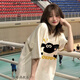 戀的夏季女生短袖T恤女衣服夏天學生寬松慵懶少女高中初中生新款上衣 潮流韓版杏色 均碼