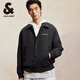 杰克·瓊斯（JACK&JONES）男裝秋季新款時尚百搭寬松短款棉衣保暖外套字母刺繡翻領(lǐng)棉服男 E40 黑色 S 170