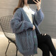 初徑毛衣女開衫中長款2025春秋新款韓版寬松外穿慵懶風(fēng)加厚針織衫秋冬 藍色 M 建議96-105斤