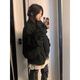 卡圖弛美式高街hiphop飛行員夾克男女春秋季寬松潮牌墊肩棒球服外套衣服 黑色 XL
