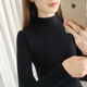 盛賽熙2023春秋新款半高領(lǐng)毛衣女春打底衫女長(cháng)袖毛線(xiàn)上衣修身學(xué)生針織衫 黑色 均碼【80-145斤】