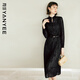 顏域新中式長(cháng)袖黑色連衣裙女2024新款秋季簡(jiǎn)約通勤氣質(zhì)中長(cháng)款裙子 黑色 L/40