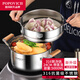 波波維奇湯鍋不銹鋼316食品級(jí)家用加厚蒸煮燉不粘鍋電磁爐燃?xì)庠铍p耳湯鍋 316湯鍋加厚0涂層【帶蒸籠】 24cm