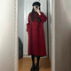 熒蒂紅色毛呢大衣外套女裝秋冬季2025新款復古中長(cháng)款圣誕新年戰袍加厚 酒紅色1 55/60kg/L