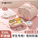 廣意316不銹鋼飯盒小學(xué)生上班族便當(dāng)飯盒餐盒3格配餐具湯碗+袋GY7406