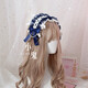 八角玫洛麗塔頭飾日系軟妹Lolita發(fā)箍蕾絲發(fā)夾甜美百搭kc蝴蝶結頭飾發(fā)帶 深藍色