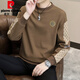 皮爾卡丹（pierre cardin）男士衛衣?tīng)C鉆歐版春秋季寬松潮流長(cháng)袖t恤加絨加厚秋冬圓領(lǐng)打底衫 咖啡色 4XL 175-190斤