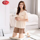 浪莎（LangSha）睡衣女夏季薄款莫代爾棉短袖短褲帶胸墊套裝女士夏天可外穿家居服 2050杏色 L 【160-165cm/110-120斤】