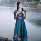 北杳藏族服裝女藏袍夏季苗疆少漢服苗疆公主異域風(fēng)西雙版納旅拍古風(fēng)服 藍色 S