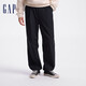 Gap男裝純色松緊壓褶工裝長褲寬松街潮休閑褲619684 黑色 XL (180/88A) 亞洲尺碼