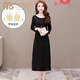莫代爾睡裙女春秋韓版大碼長(cháng)袖睡衣長(cháng)款連衣裙夏季空調家居服 (帶胸墊)黑色 4XL 建議138-148斤