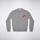 COMME DES GARCONS日本CDG川久保玲PLAY刺繡大小愛(ài)心雙心男女羊毛情侶開(kāi)衫針織毛衣 女款灰色大小心 XS (160)