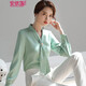 安依蓮職業(yè)襯衫女長(cháng)袖雪紡上衣冬裝新款韓版時(shí)尚洋氣設計感小眾飄帶襯衣 牛油果綠襯衫 L