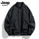 JEEP SPIRIT夾克男士春秋新款美式潮牌寬松棒球服百搭大碼工裝外套男 YH5816黑色 XL