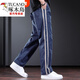 啄木鳥(niǎo)（TUCANO）測邊條紋休閑褲男秋季個(gè)性設計感寬松直筒長(cháng)褲藍色男褲子 H029藍色 XL 125-145斤