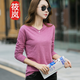 筱嵐 竹節棉T恤女長(cháng)袖2025秋季女式外穿秋衣韓版簡(jiǎn)約純色全棉打底衫 紫色 L (108-120斤)