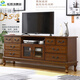 松園洛曼森 歐式實(shí)木電視柜小戶(hù)型美式地柜臥室電視柜簡(jiǎn)約現代客廳視聽(tīng)柜 1.8八斗電視柜 咖色