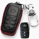 2019款豐田卡羅拉鑰匙套2018款卡羅拉雙擎鑰匙包套真皮鑰匙扣專(zhuān)用E+1.2T D款黑紅色（13-18款一鍵啟動(dòng)3個(gè)按鍵）