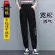 皮爾卡丹（pierre cardin）夏季薄款純棉運(yùn)動(dòng)褲女士哈倫褲休閑褲春秋款大碼新款寬松衛(wèi)褲束腳 黑色夏季小個(gè)子運(yùn)動(dòng)褲 薄款 L (96-110斤)