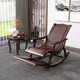 圣芳黛實(shí)木搖搖椅大人家用陽(yáng)臺老人躺椅客廳逍遙懶人搖擺椅午休太師椅 加厚加大款酒紅色