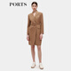 PORTS寶姿女裝秋季新款修身通勤雙排扣連衣裙ALD9D028NWF 駝色 M (6)