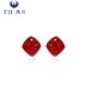 唐后（TH）紅瑪瑙耳環(huán)女復(fù)古小眾耳釘高級感輕奢方形耳墜送女友禮物女 玫瑰金色紅瑪瑙