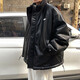 POUM pu皮棉服男冬季羊羔絨雙面穿棉衣寬松棉襖外套寬松休閑上衣服 XMEFS-MY088黑色（PU皮） XL