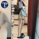 PMOG工裝短褲女夏天2024年高腰a字顯瘦小個子寬松闊腿休閑運動短褲女 卡其色短褲 S 建議90斤內(nèi)