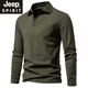 JEEP SPIRIT美式復(fù)古棉質(zhì)微彈長袖T恤2025秋季新款男士修身簡約V領(lǐng)翻領(lǐng)打底衫 軍綠色 4XL (170斤-185斤)