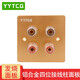 YYTCG 功放音響線(xiàn)接線(xiàn)柱面板插座  5.1 7.1家庭影音86型墻插 hifi香蕉頭母音箱線(xiàn)插頭 一塊金色（四位香蕉柱）