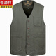 恒源祥男士馬甲無(wú)領(lǐng)春秋薄.款純棉工裝棉布背心多口袋中國風(fēng)大碼坎肩 軍綠色 純棉 薄款 XL 140-155(斤)