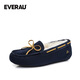 EVERAU女士澳洲經(jīng)典蝴蝶結豆豆鞋休閑舒適便鞋一腳蹬懶人鞋單鞋丨EA1005 海軍藍 38 （尺碼偏小 建議選大一碼）