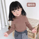 小素材 女童t恤寶寶外出打底衫兒童長(cháng)袖秋衣高領(lǐng)上衣中領(lǐng)春秋裝男冬季 暖棕色 130