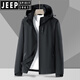 JEEP SPIRIT品牌春秋季新款韓版休閑連帽夾克男女防風(fēng)防水戶(hù)外運動(dòng)寬松外套男 黑色 M