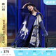 兩三事披肩斗篷外套女秋冬連帽長(zhǎng)款藍(lán)色毛衣開(kāi)衫外搭大衣梵高信使 藍(lán)色-y F