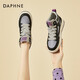 達(dá)芙妮（DAPHNE）板鞋女a(chǎn)j運動休閑高幫厚底老爹鞋新款女鞋春秋款學(xué)生百搭 黑紫色4022404285  39 (245mm) 標(biāo)準(zhǔn)碼