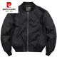 皮爾卡丹（pierre cardin）2025新款春季外套男裝工裝棒球服夾克復(fù)古潮流飛行夾克衫 黑色 2XL 適合(160-180斤)