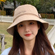 易茶防曬帽女顯臉小春秋戶外漁夫帽子春秋時(shí)尚韓版潮百搭出游遮陽(yáng)帽 卡其色 均碼 54-58cm