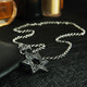 芯奢街頭潮人hiphop長(cháng)款項鏈男女毛衣鏈配飾韓版個(gè)性嘻哈吊墜掛件禮物 鏤空六芒星