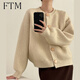 斐特瑪設計感單排扣純色針織衫女毛衣外套開(kāi)衫慵懶寬松圓領(lǐng)加厚秋冬上衣 燕麥色 L （適合120-145斤）