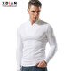 續點(diǎn)男士長(cháng)袖t恤純色棉V領(lǐng)立型修身緊身打底衫男秋冬季上衣加厚休閑潮 常規款-白色 L（60kg左右）